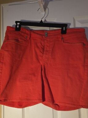 NYDJ Coral Red Denim Jean Shorts